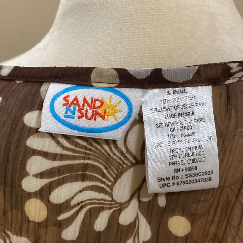 Sheer brown and beige bathing suit cover up. - Picture 5 of 5